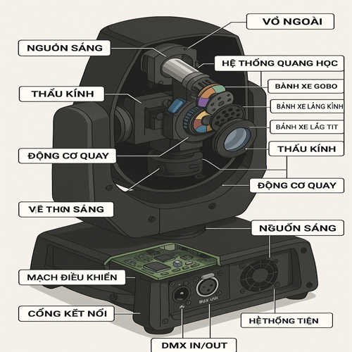 cấu tạo đèn moving head sân khấu